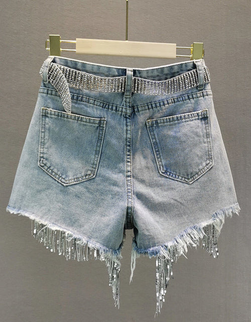 Load image into Gallery viewer, Tassel Beading Denim Short
